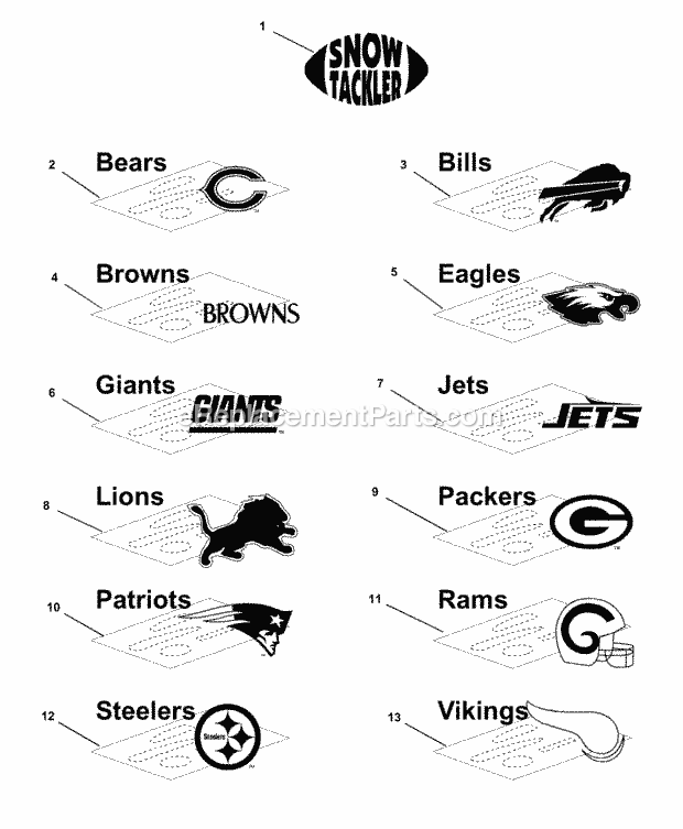 Simplicity 1692983 Snowblower Decals - Snow Tackler Team (B985178) Diagram