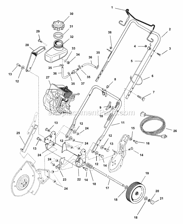 Simplicity 1692992 Snowblower Frame Handles  Engine Group - Early Models (985175) Diagram