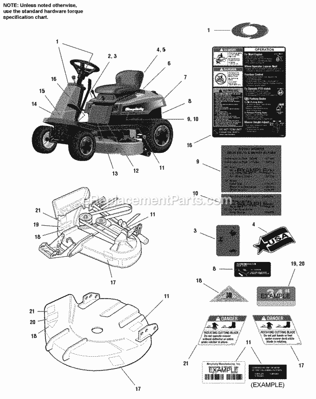 Simplicity 1693037 Coronet, 13Hp Hydro And 30In M Decals Diagram