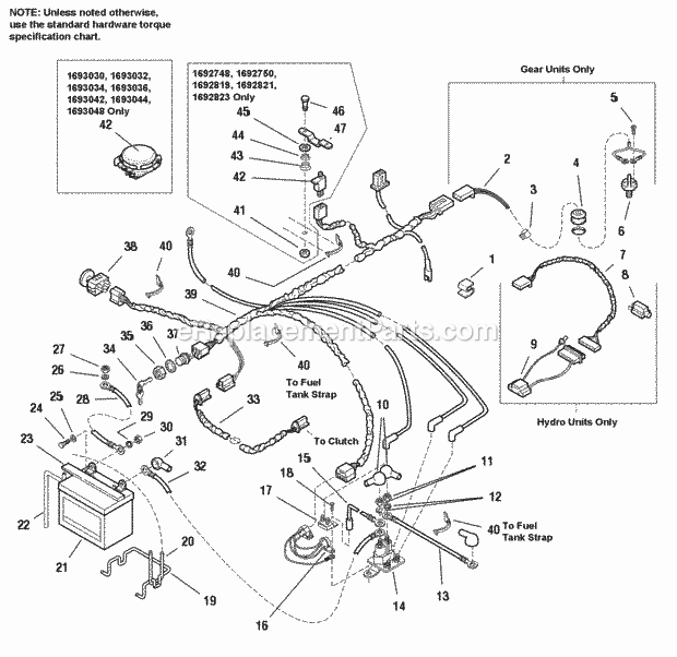 Simplicity 1693037 Coronet, 13Hp Hydro And 30In M Electrical Group - Briggs  Stratton Models Diagram