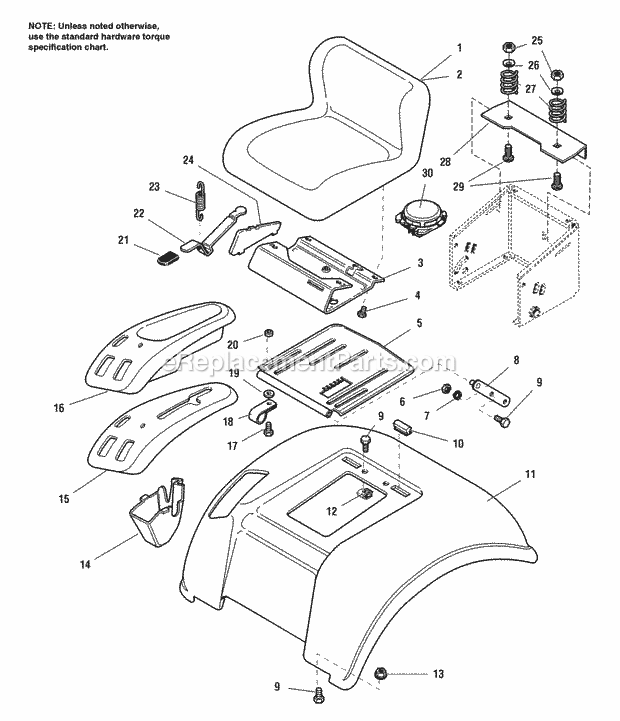 Simplicity 1693098 516H, 16Hp Hydro Seat  Seat Deck - Early Models (1693074-1693104) Diagram