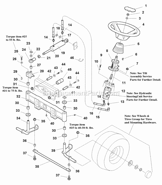 Simplicity 1693117 Legacy, 25Hp V-Twin And 60In M Front Axle  Steering Group (985120) Diagram