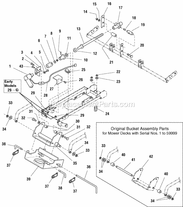 Simplicity 1693117 Legacy, 25Hp V-Twin And 60In M 60 Mower Deck - Height Adjust  Hitch Group (J985504) Diagram