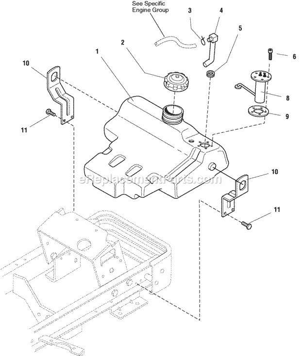 Simplicity 1693133 2920, 20Hp V-Twin And 48In Mow Fuel Tank Group (Ft985117) Diagram