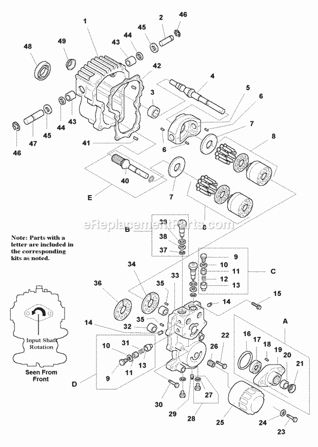 Simplicity 1693133 2920, 20Hp V-Twin And 48In Mow Hydrostatic Pump - Service Parts (1717052) Diagram