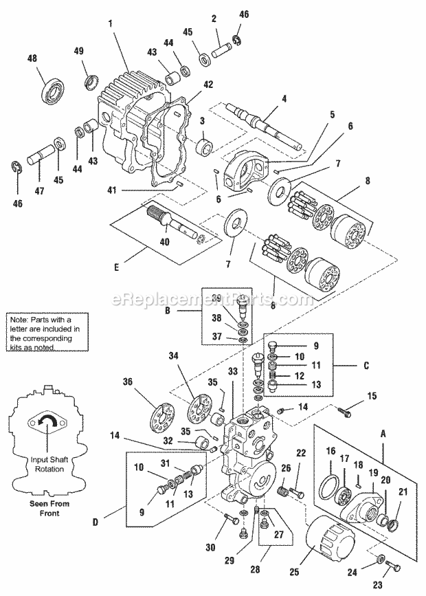 Simplicity 1693139 2924D, 24.5Hp Diesel And 60In Hydrostatic Pump - Service Parts Diagram