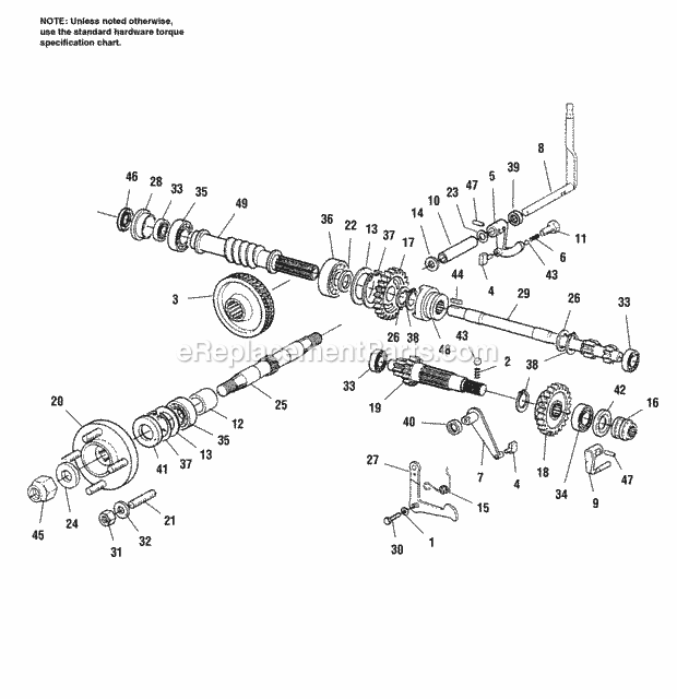 Simplicity 1693207 821Rt, 8Hp Rear Tine Tiller Wheel Transmission Assembly Diagram