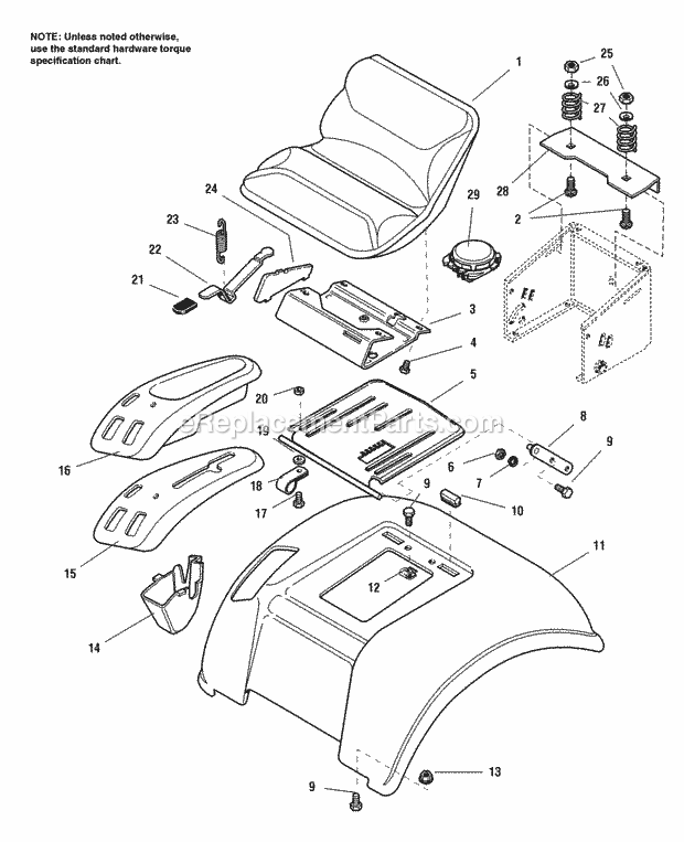 Simplicity 1693346 2514G, 14Hp Gear And 38In Mowe Seat  Seat Deck - Later Models (1693323-1693349) Diagram