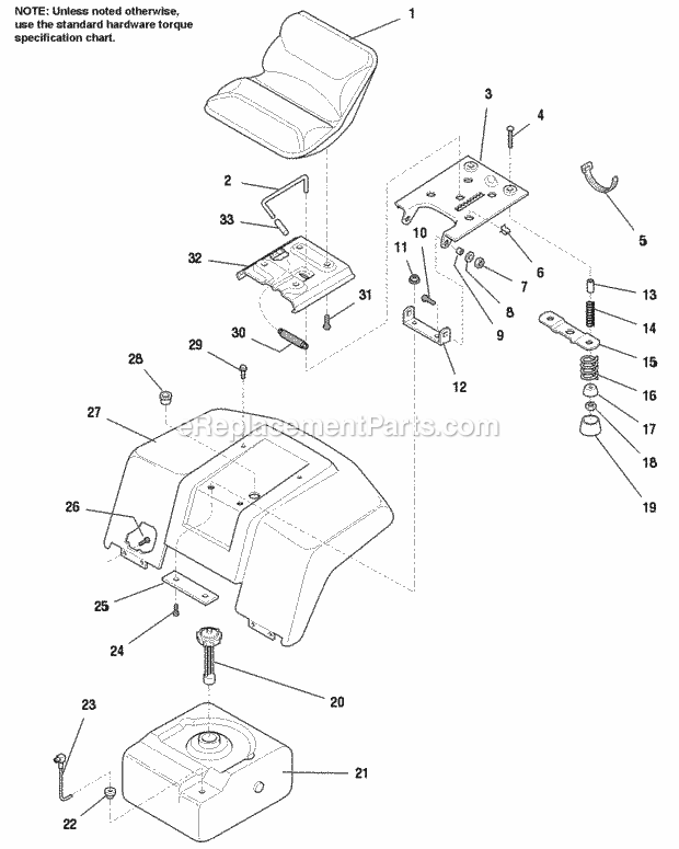 Simplicity 1693372 2615H, 16Hp Hydro Seat Deck  Fuel Tank Diagram