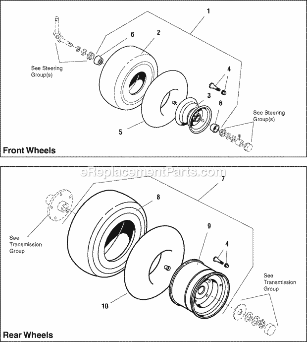Simplicity 1693379 Landlord Dlx, 17Hp Lc Hydro Wheels  Tires Group (W985788) Diagram
