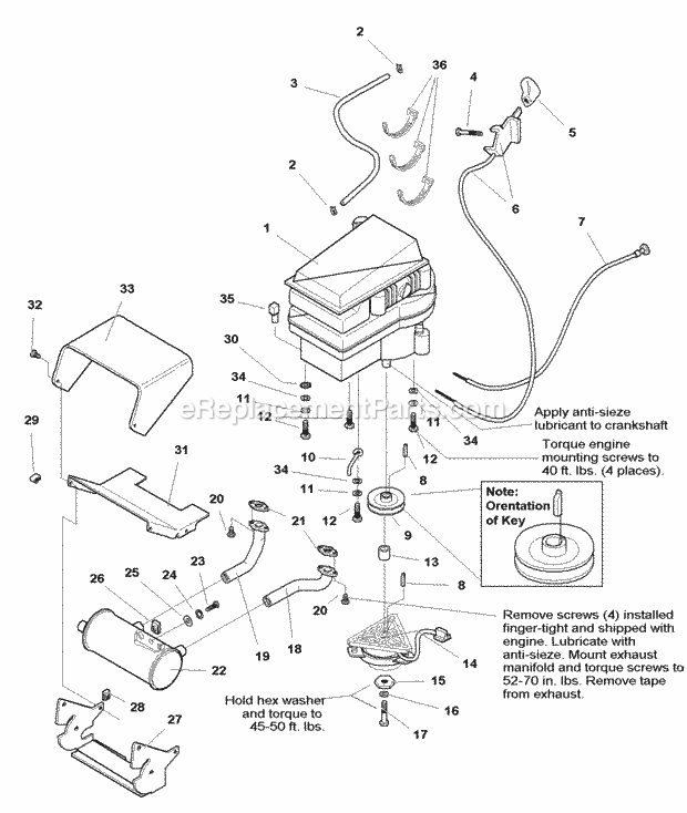 Simplicity 1693379 Landlord Dlx, 17Hp Lc Hydro Engine Group - Electric Clutch - 17Hp Kawasaki Liquid Cooled (E985510) Diagram