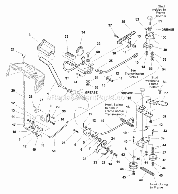 Simplicity 1693379 Landlord Dlx, 17Hp Lc Hydro Foot Controls Group (985521) Diagram