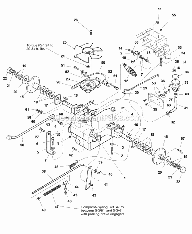 Simplicity 1693398 1718H, 18Hp Hydro And 50In Mow Transmission Group (985785) Diagram