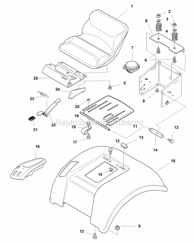 Simplicity 1693543 516H, 16Hp Hydro And 44In Mowe Seat  Seat Deck Group (985578) Diagram