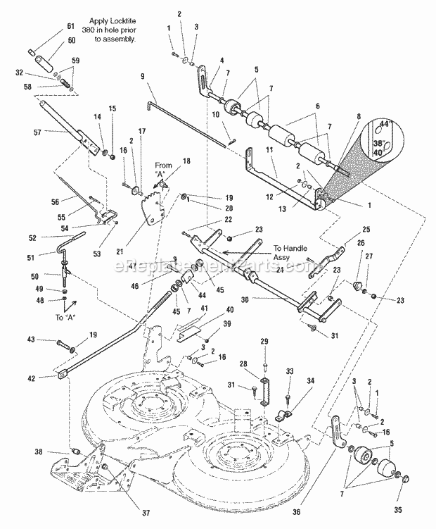 Simplicity 1693545 517H, 17Hp Hydro And 40In Mowe 40 Mower Deck - Height Adjustment  Roller Bar Group (985689) Diagram