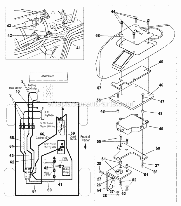 Simplicity 1693563 2925, 25Hp V Hydro Wadditional Hydraulics Group - Auxiliary Lift - Diagram 2 (985457D2) Diagram