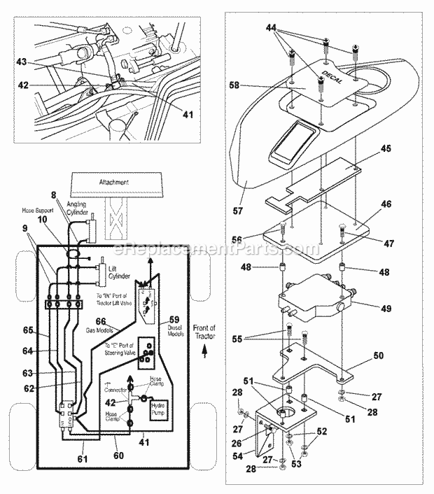 Simplicity 1693569 2925, 25Hp V Hydro Wadditional Hydraulics Group - Auxiliary Lift - Diagram 2 (985457D2) Diagram