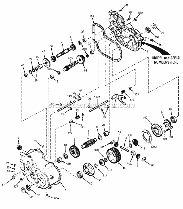 Simplicity 1693569 2925, 25Hp V Hydro Wadditional Transaxle Service Parts - Peerless Model 2600-025 (1715820) Diagram
