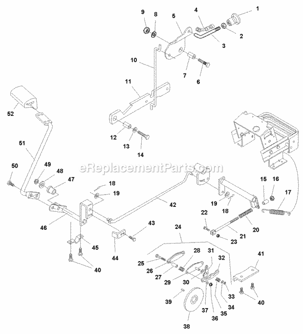 Simplicity 1693634 2020Lc, 20Hp Lc Hydro And 54In Brake Control  Parking Brake Group (P985107) Diagram