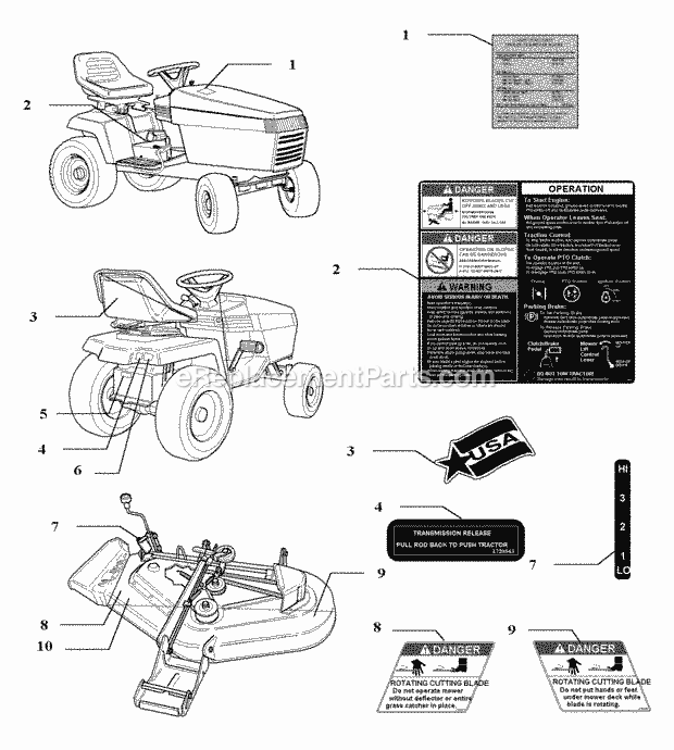 Simplicity 1693698 1617Hc, 17Hp Hydro Decals Group - Safety  Common (C985703) Diagram