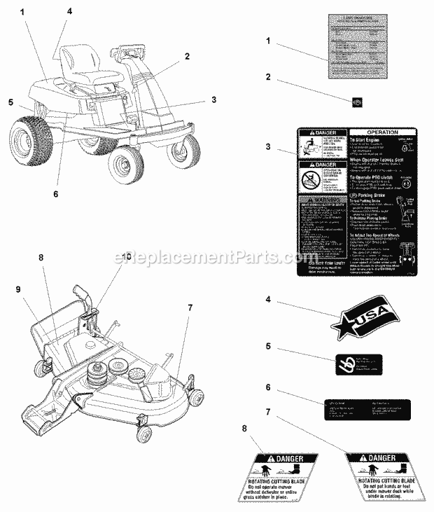 Simplicity 1693718 Zt, 18Hp Hydro And 50In Mower Decals Group - Safety  Common (C985067) Diagram