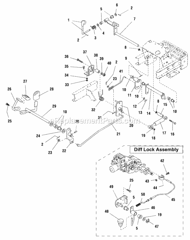 Simplicity 1693740 Legacy, 24.5Hp Diesel And 60In Foot Control Cruise  Diff Lock Group Diagram