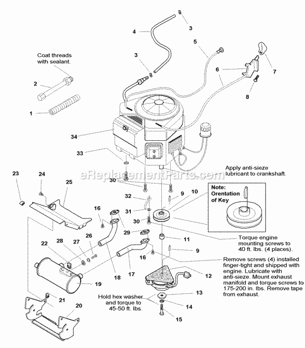 Simplicity 1693811 Landlord Dlx, 23Hp Hydro Wps & Engine Group - Electric Clutch - 23Hp Kohler (E985795) Diagram