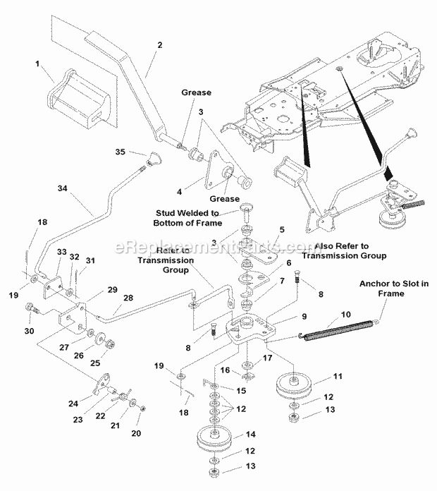 Simplicity 1693842 Broadmoor, 16Hp Hydro And 44In Foot Controls Group (985709) Diagram