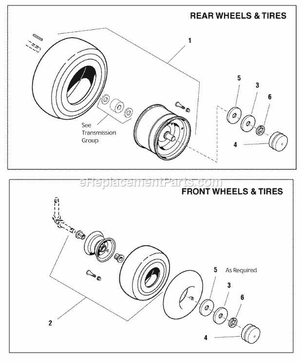 Simplicity 1693894 Regent, 17Hp Tractor Only Wheel  Tire Group (985840W) Diagram