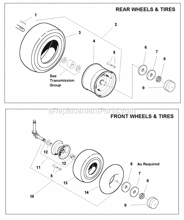 Simplicity 1693918 Regent, 17Hp Hydro Wheels  Tires Group (W985970) Diagram