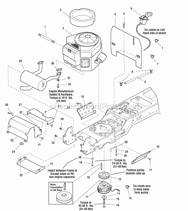 Simplicity 1693966 Broadmoor, 16Hp Hydro And 38In Engine Group - Electric Clutch - 16Hp  18Hp Briggs  Stratton Vanguard (986252 986413) Diagram