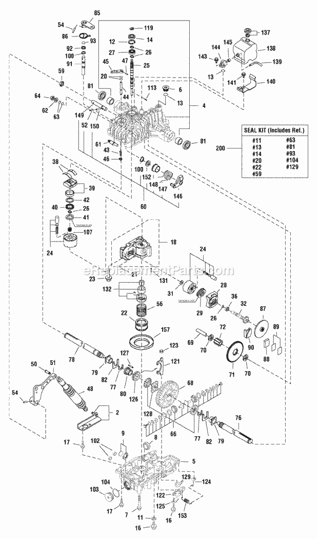 Simplicity 1693994 1720H, 20Hp Hydro And 54In Mow Transmission Service Parts - Tuff Torq K66L (Before Serial No 2000676239) (1721952) Diagram