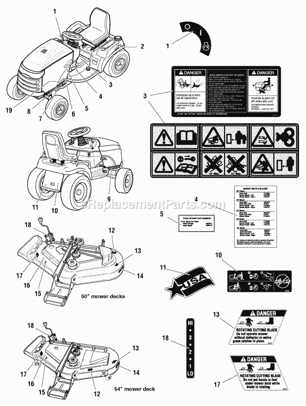 Simplicity 1694016 Prestige, 20Hp Hydro, Wps Decals Group - Safety  Common (C985978) Diagram