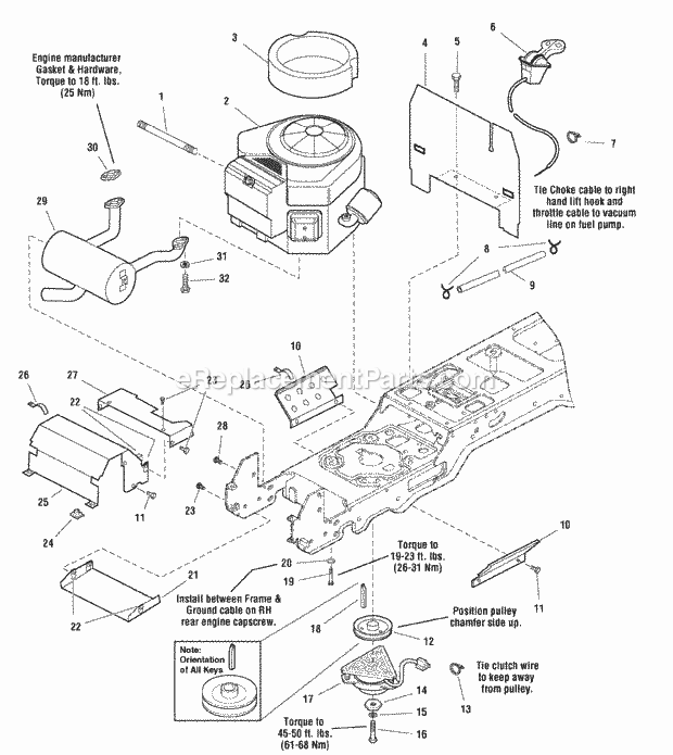 Simplicity 1694016 Prestige, 20Hp Hydro, Wps Engine Group - Electric Clutch - 20Hp Kohler (985905) Diagram