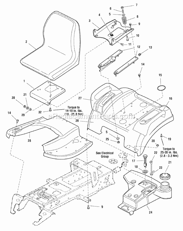 Simplicity 1694023 1720H, 20Hp Hydro Seat  Seat Deck Group (985908) Diagram