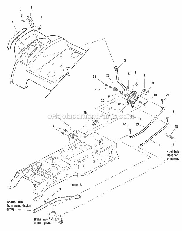 Simplicity 1694023 1720H, 20Hp Hydro Controls Group - Cruise Control (985883) Diagram