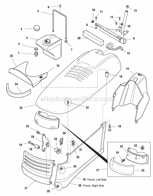 Simplicity 1694201 Regent, 16Hp Hydro And 38In Mo Hood Dash  Fuel Tank Group (986115) Diagram