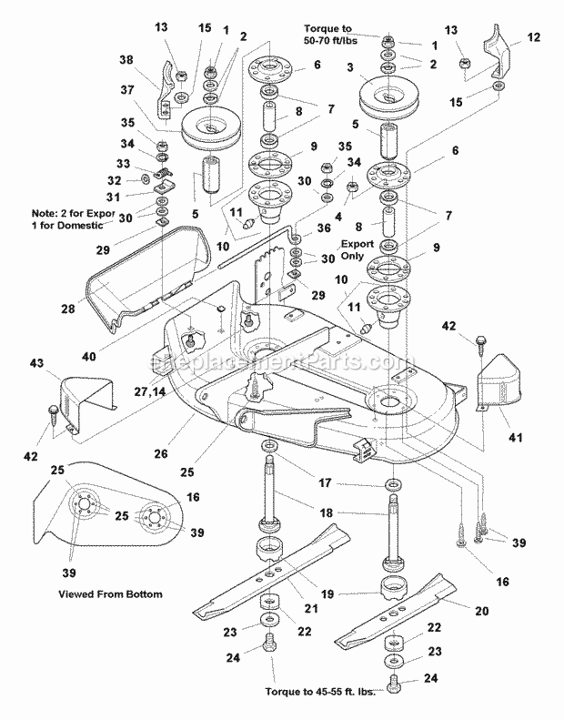 Simplicity 1694201 Regent, 16Hp Hydro And 38In Mo 38 Mower Deck - Housing Arbors  Blades Group (985780) Diagram