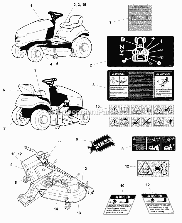 Simplicity 1694201 Regent, 16Hp Hydro And 38In Mo Decals Group - Safety  Common (C986117) Diagram