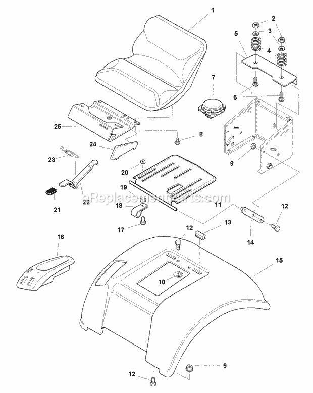 Simplicity 1694202 Regent, 16Hp Hydro And 44In Mo Seat  Seat Deck Group (985578) Diagram