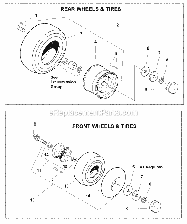 Simplicity 1694202 Regent, 16Hp Hydro And 44In Mo Wheels  Tires Group (W986117) Diagram