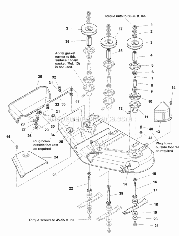 Simplicity 1694202 Regent, 16Hp Hydro And 44In Mo 44 Mower Deck - Housing Arbors  Blades (985346Aa) Diagram