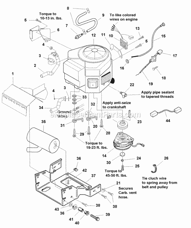 Simplicity 1694202 Regent, 16Hp Hydro And 44In Mo Engine Group - Electric Clutch - 16Hp Honda (986113) Diagram