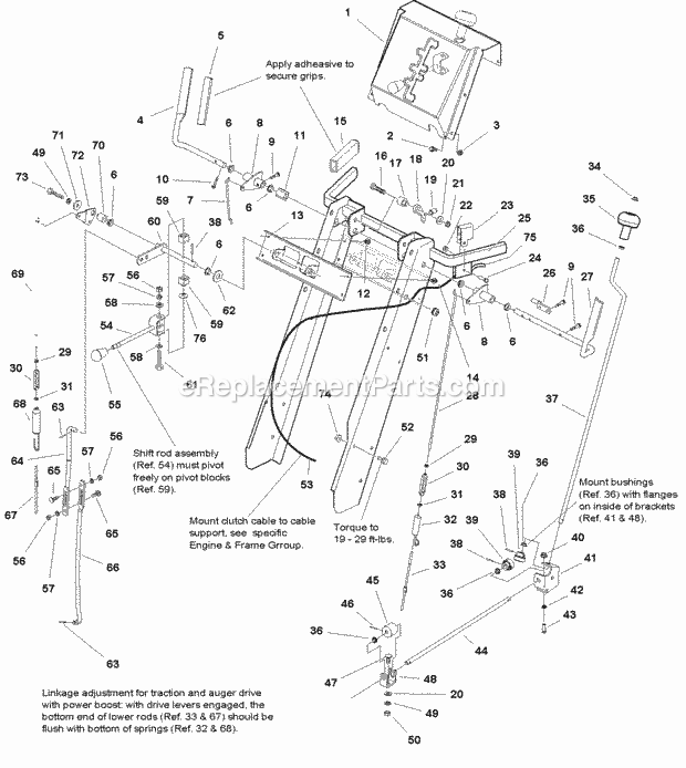 Simplicity 1694244 1180E, 11Hp 32In Snowthrower Handles And Controls Group (985643) Diagram
