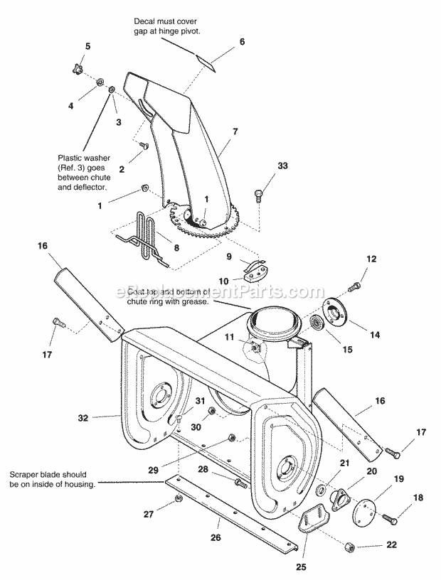 Simplicity 1694439 960E, 9Hp 24In Snowthrower Auger Housing And Chute Group - 24 (983960 986422) Diagram