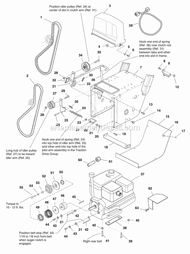 Simplicity 1694442 1280E, 12Hp 32In Snowthrower Engine And Frame Group - 12Hp Electric Start (986376) Diagram