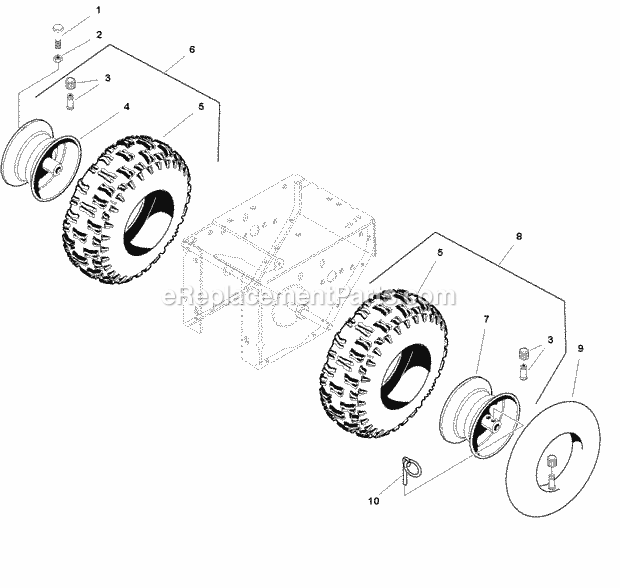 Simplicity 1694442 1280E, 12Hp 32In Snowthrower Wheels  Tires Group (W985879) Diagram