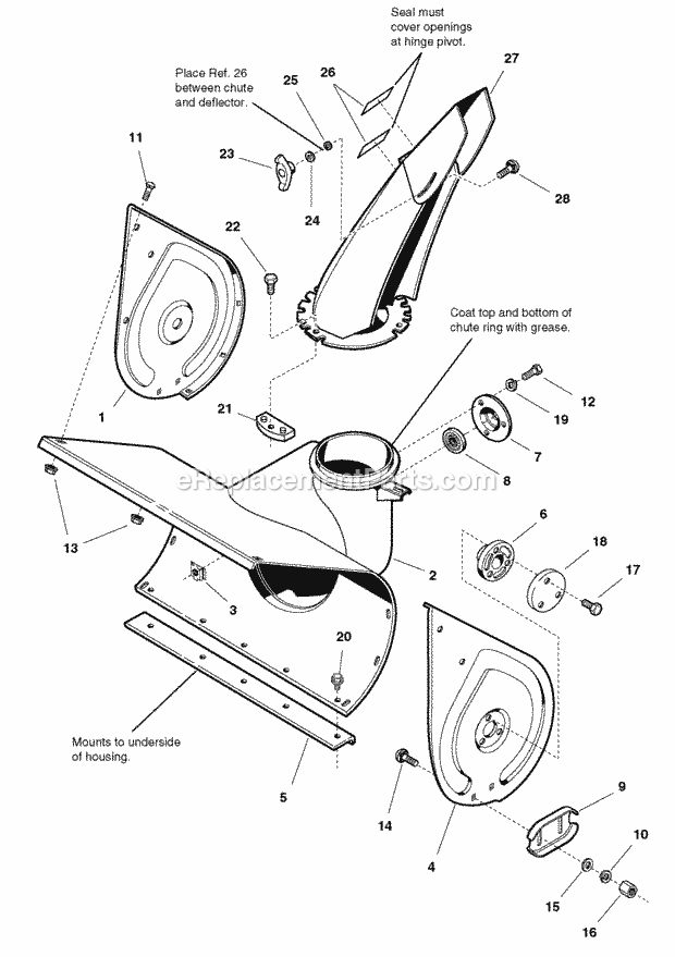 Simplicity 1694587 555M, 5Hp 22In Snowblower Auger Housing Group (070Ch3Pc) Diagram
