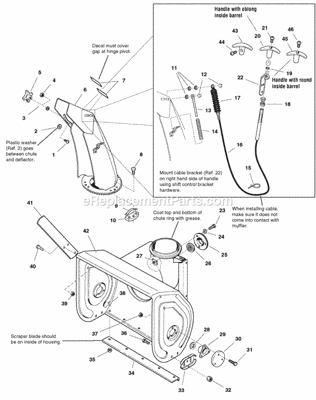 Simplicity 1694592 1280E, 12Hp 32In Snowthrower Auger Housing And Chute Group - 9560 1060 1170  1280 Models (986713 986715 986716 986718) Diagram
