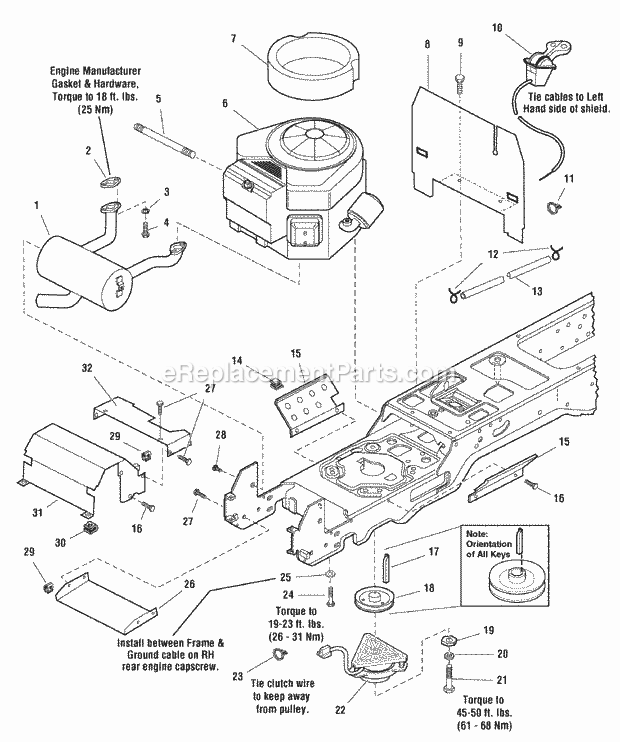 Simplicity 1694820 2723H, 23Hp Hydro Rmo Engine Group - 20Hp 22Hp  23Hp Briggs  Stratton Vanguard Twin (985904 986651 986854 987113) Diagram